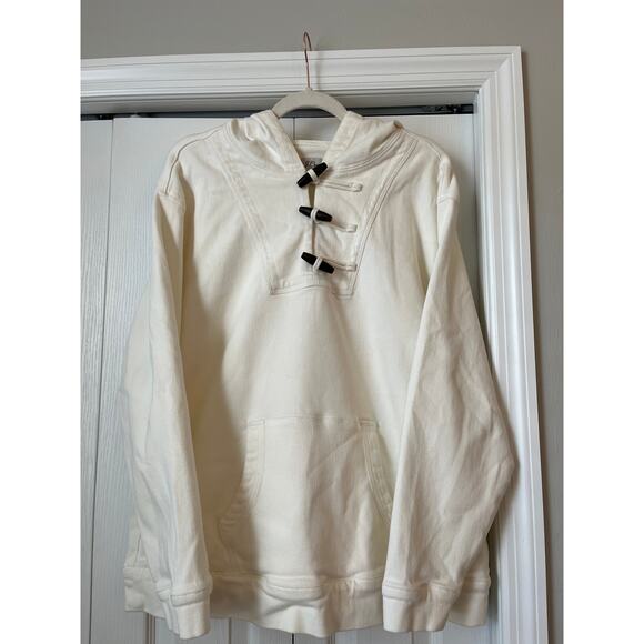 J CREW Cream Heavy Cotton Wood Toggle Closure Hoodie - Picture 3 of 8